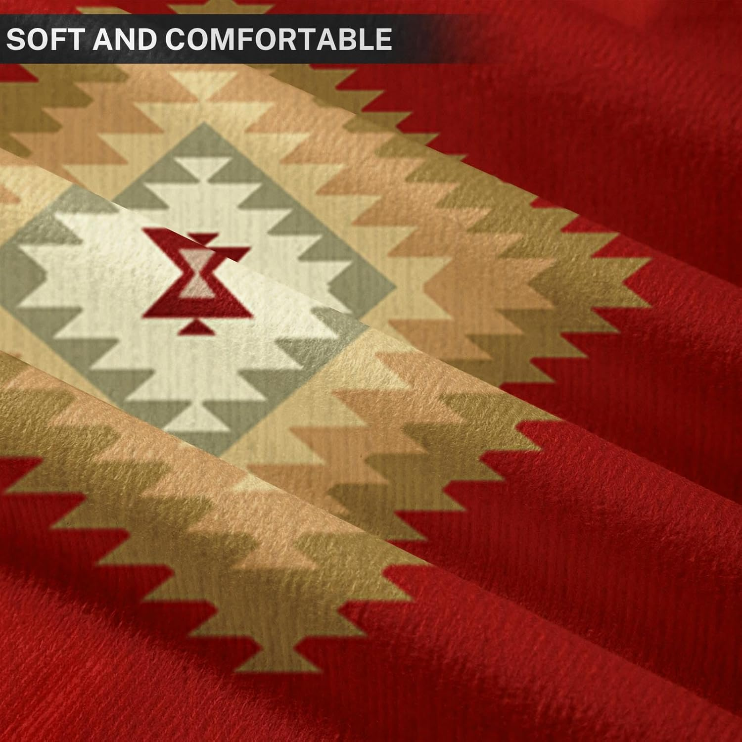 Artsocket Set of 4 Throw Pillow Covers South Southwest Western Tribal Red Native American Home Cultural Geometric Hue Country Decorative Pillow Cases Home Decor Square 18X18 Inches Pillowcases image number 4