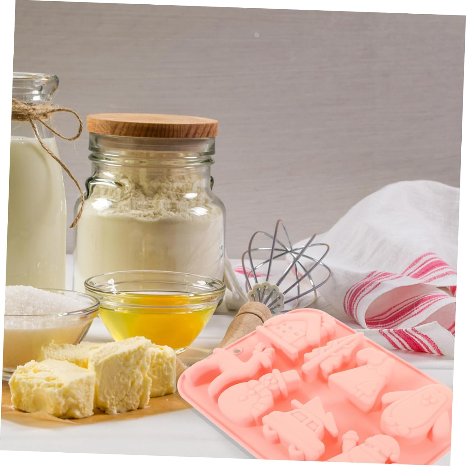 2Pcs DIY Christmas Theme Silicone Baking Molds Xmas Cookie Molds for Candy image number 1