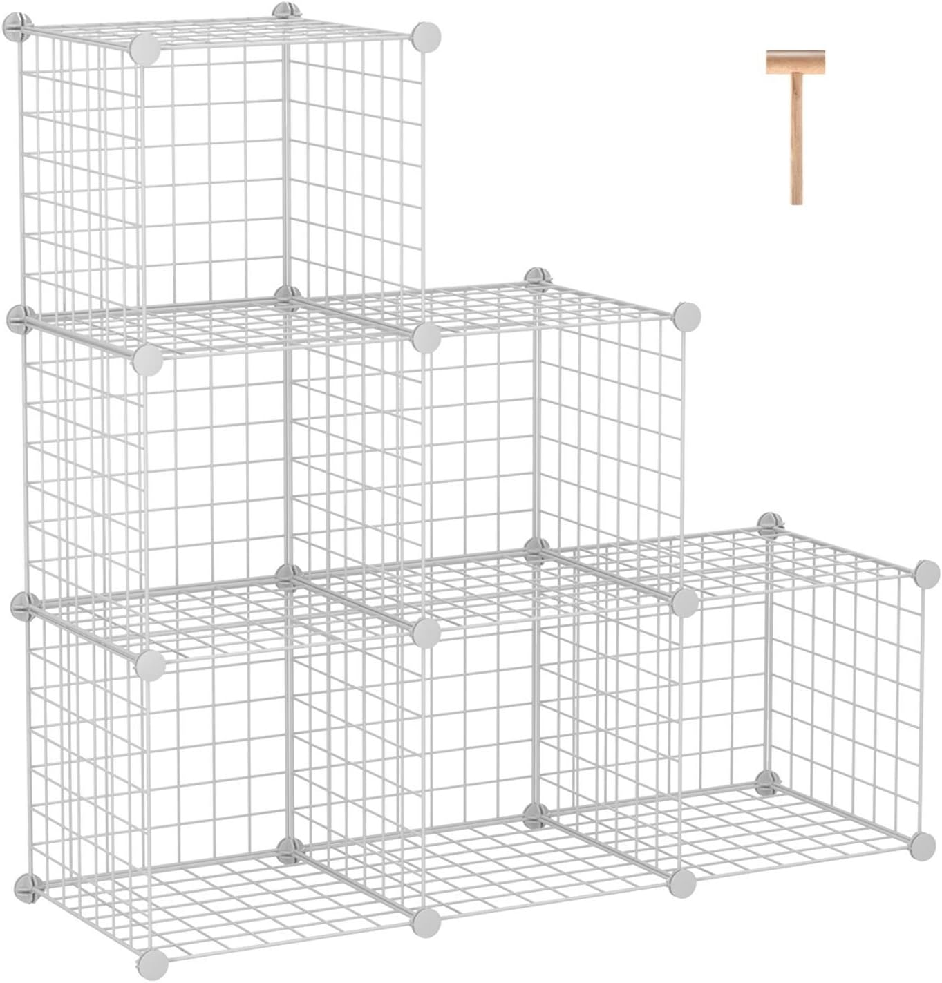 C&AHOME Wire Cube Storage, 6 - Cube Organizer Metal C Grids, Modular Shelves Units, Storage Bins Shelving, Closet Organizer, Ideal for Home, Office, Living Room, 36.6&rdquo;L X 12.4&rdquo;W X 36.6&rdquo;H White image number 3