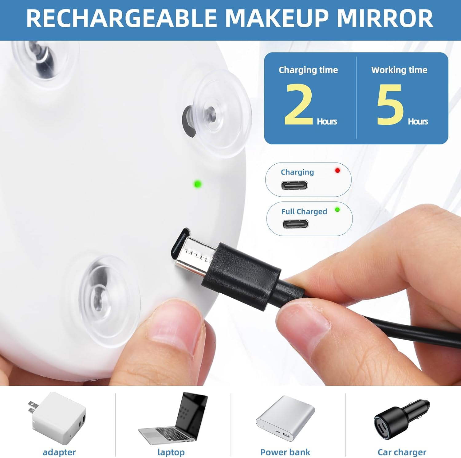 Jjhxr 30X Travel Magnifying Mirror with Lights, Rechargeable 30X Travel Magnified Mirror, 4Inch Pocket Makeup Magnification 3 Color Dimmable Light with Suction Cups and Scissors Set - Black-20X image number 6