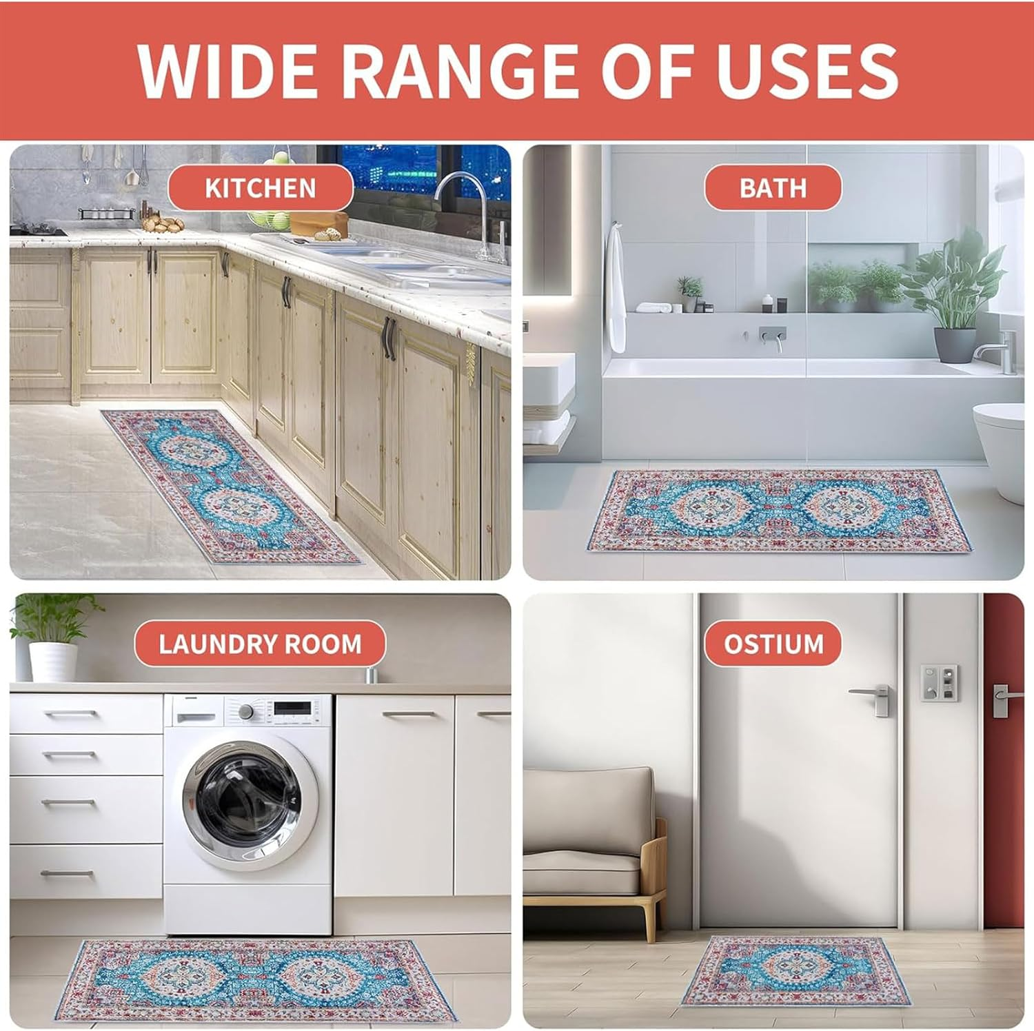 2 PCS Non Slip Absorbent Kitchen Floor Mat for Standing Front Sink - Non-Skid & Comfort Kitchen Rugs and Mats, Door Mat for Laundry, Kitchen, 45 * 75Cm+45 * 150Cm image number 1