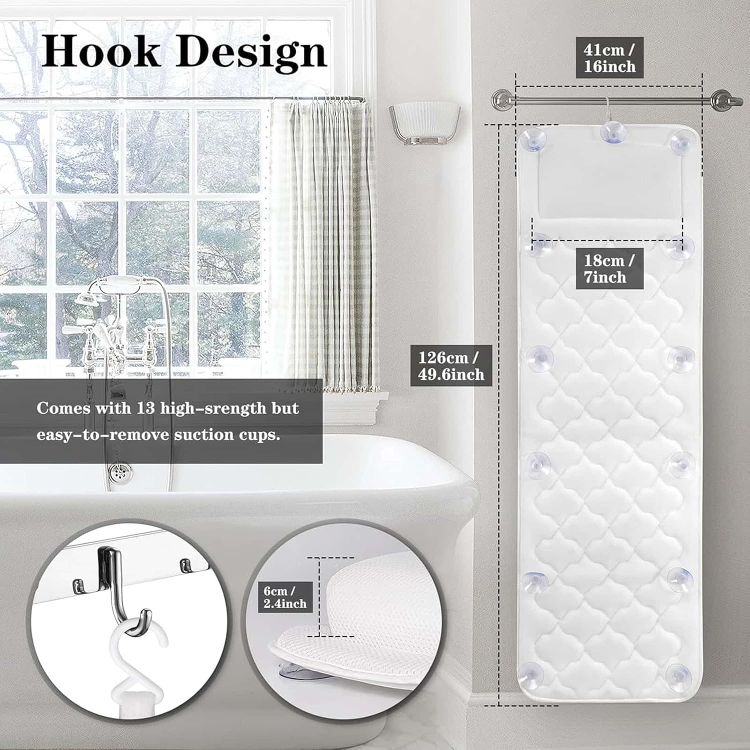 Full Body Bath Pillow with Laundry Bag, Waterproof Bath Pillows for Head and Neck and Back Bathtub Pillows Bath Neck Pillow Bath Cushion Luxury Bath Pillow Gifts Bath Accessories for Women image number 6