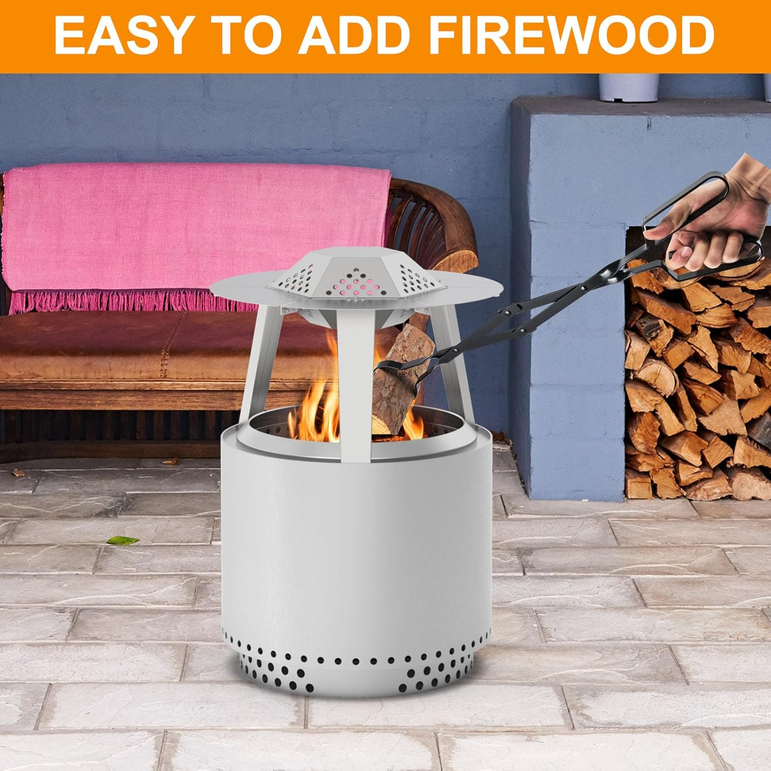 Heat Deflector for Solo Stove Ranger Accessories, Heat Diffuser for Solo Stove Ranger 15" Firepit Captures & Redirects Warmth, 304 Stainless Steel Ranger Heat Deflector with Carrying Handle & 3 Legs image number 2