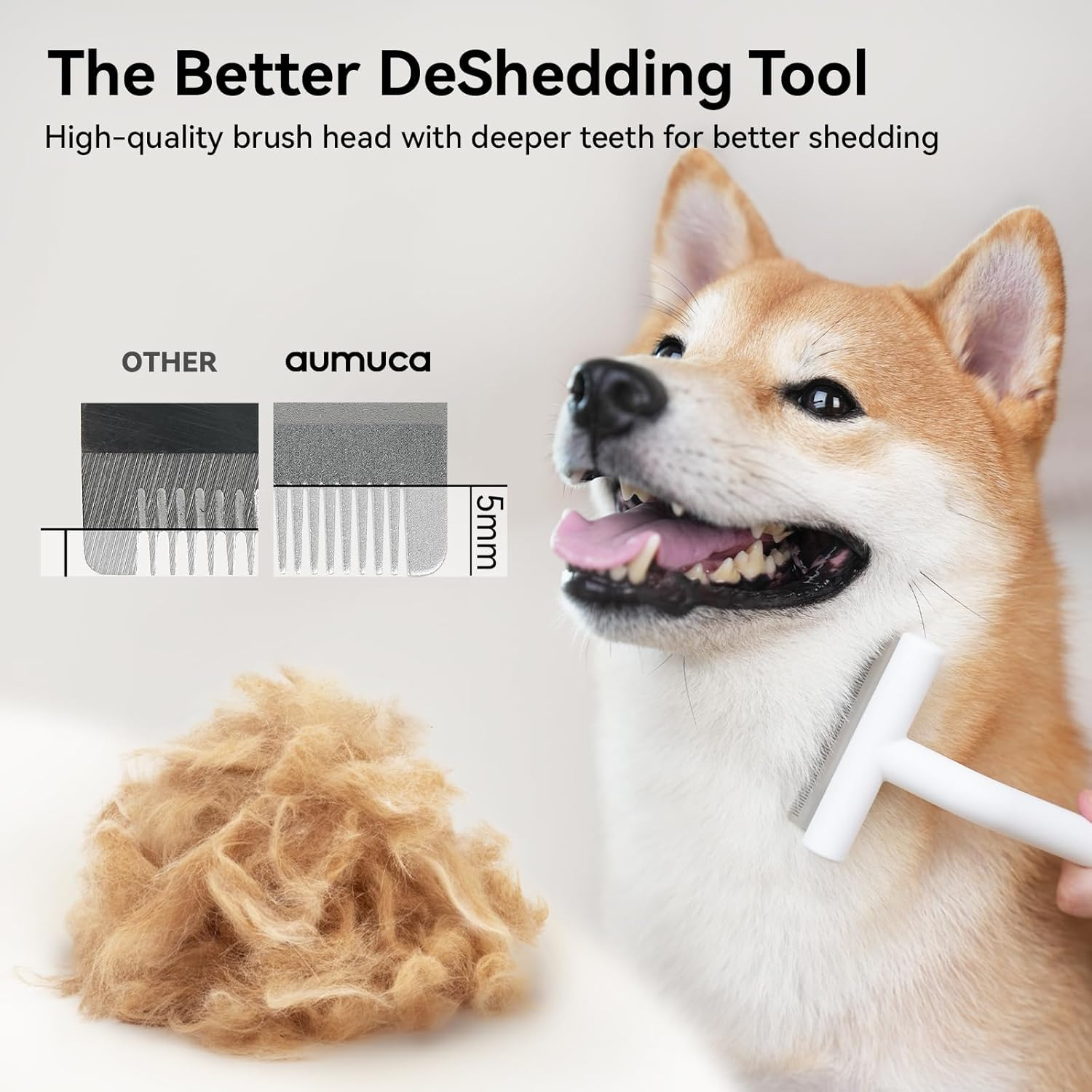 Aumuca Pet Deshedding Tools for Short Haired Dogs & Cats, Highly Deshedder Grooming Brush