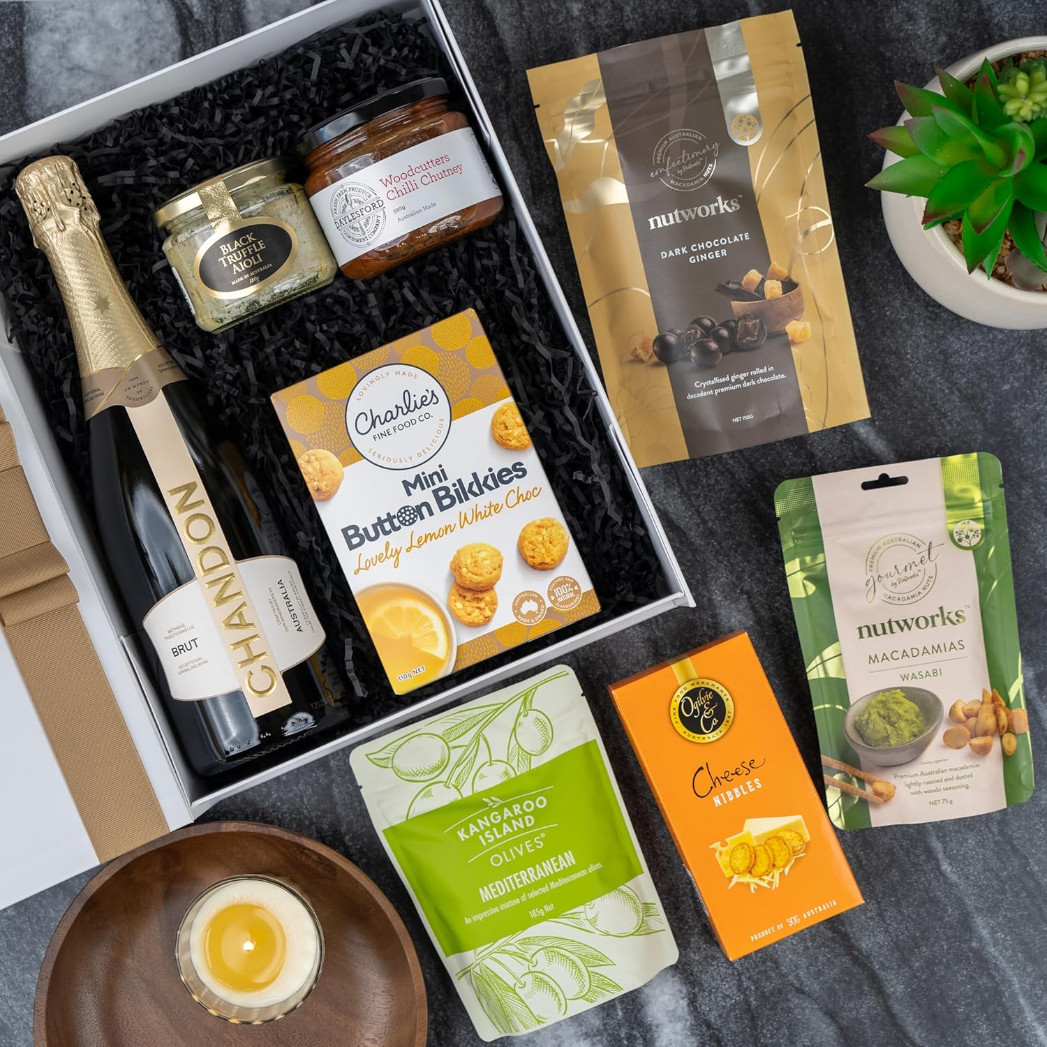Luxury Gourmet Hamper with Chandon Brut, Quality Nibbles, Indulgent Treats, Birthdays, Celebrations, Thank You Occasions image number 3