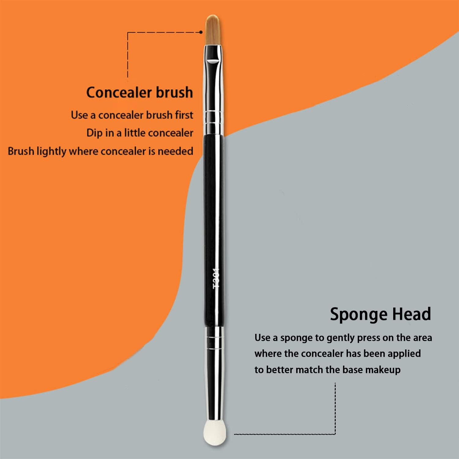 Ksvsonrvi 2PCS Professional Double-Ended Angled Eyebrow & Concealer Brush Set, Black image number 3