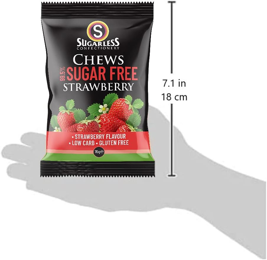 Sugarless Confectionery Strawberry Flavour Chews 70G image number 4