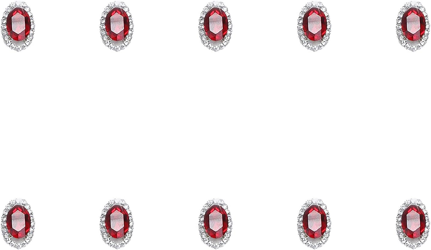 10 Grains Nail Art Rhinestone Alloy Rhinestone Super Flash DIY Big Diamond Nail Decoration Red Hollow Egg Shape image number 2