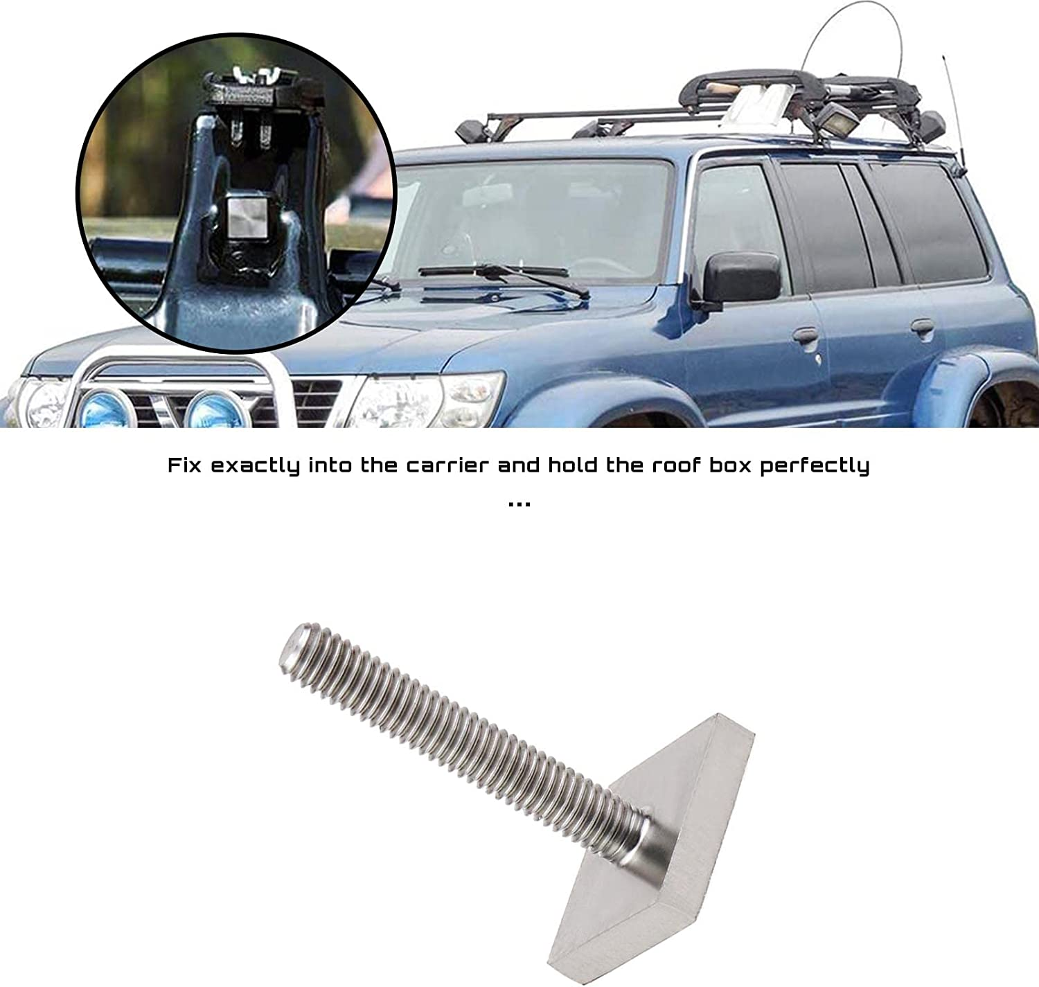 Emagtech 6PCS T-Track Adapter M6 X 35 Mm T-Slot Bolts Stainless Steel 20X20Mm Square Head Bolts Car Roof Bar Accessories for Car Roof Rack Roof Box Rail Carrier image number 1