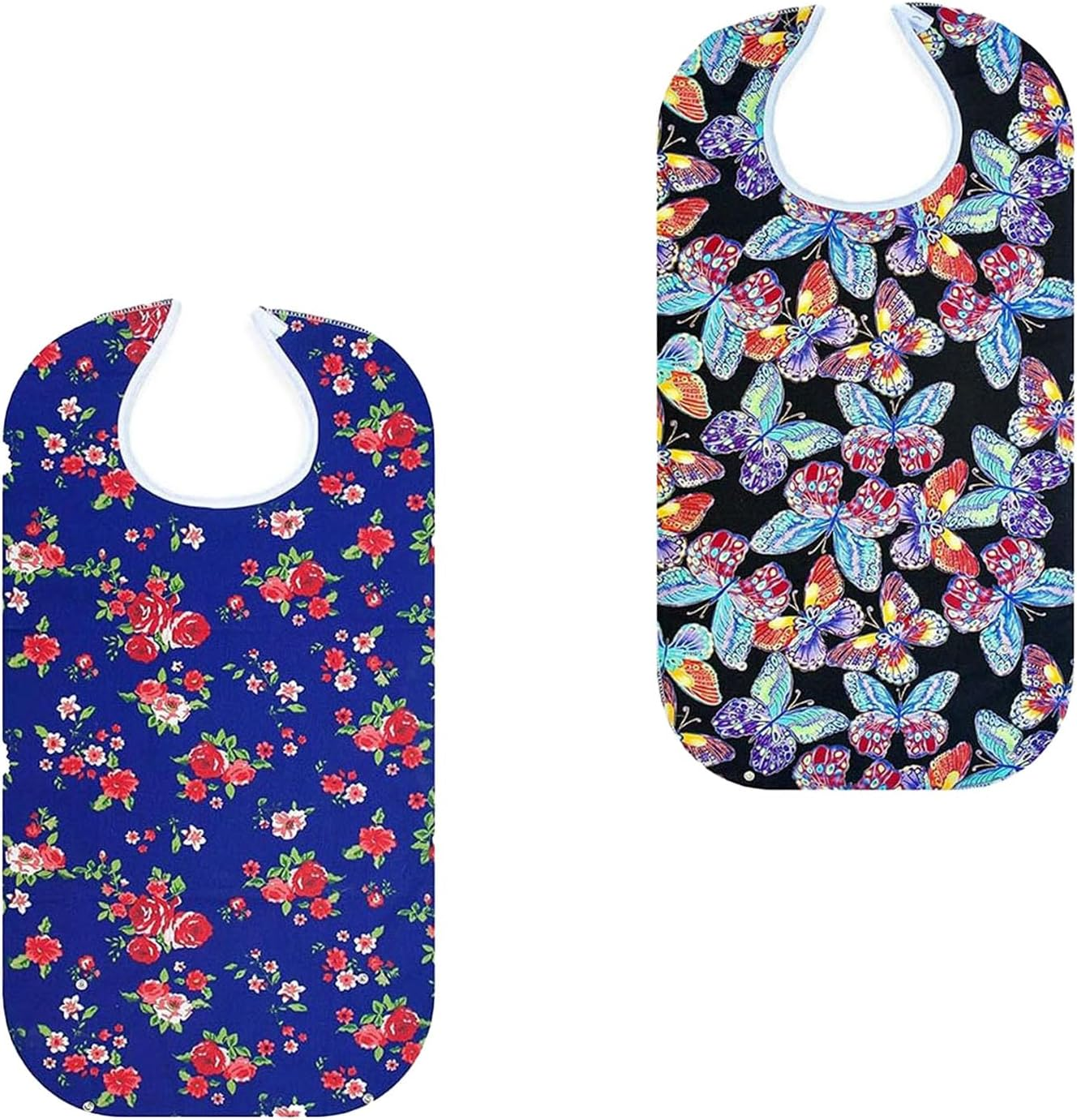 2Pcs Adult Bibs with Crumb Catcher, Adult Bibs for Eating Waterproof and Reusable Mealtime Clothing Protectors for Elderly Women image number 1