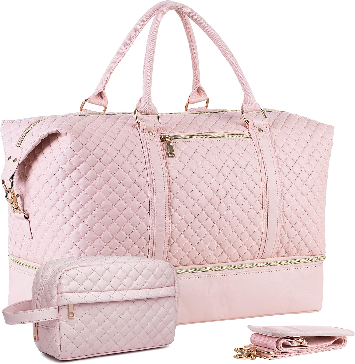 Leather Travel Bag with Shoe Pouch,Weekender Overnight Bag Waterproof PU Leather Large Carry on Bag Travel Tote Duffel Bag for Men or Women image number 6