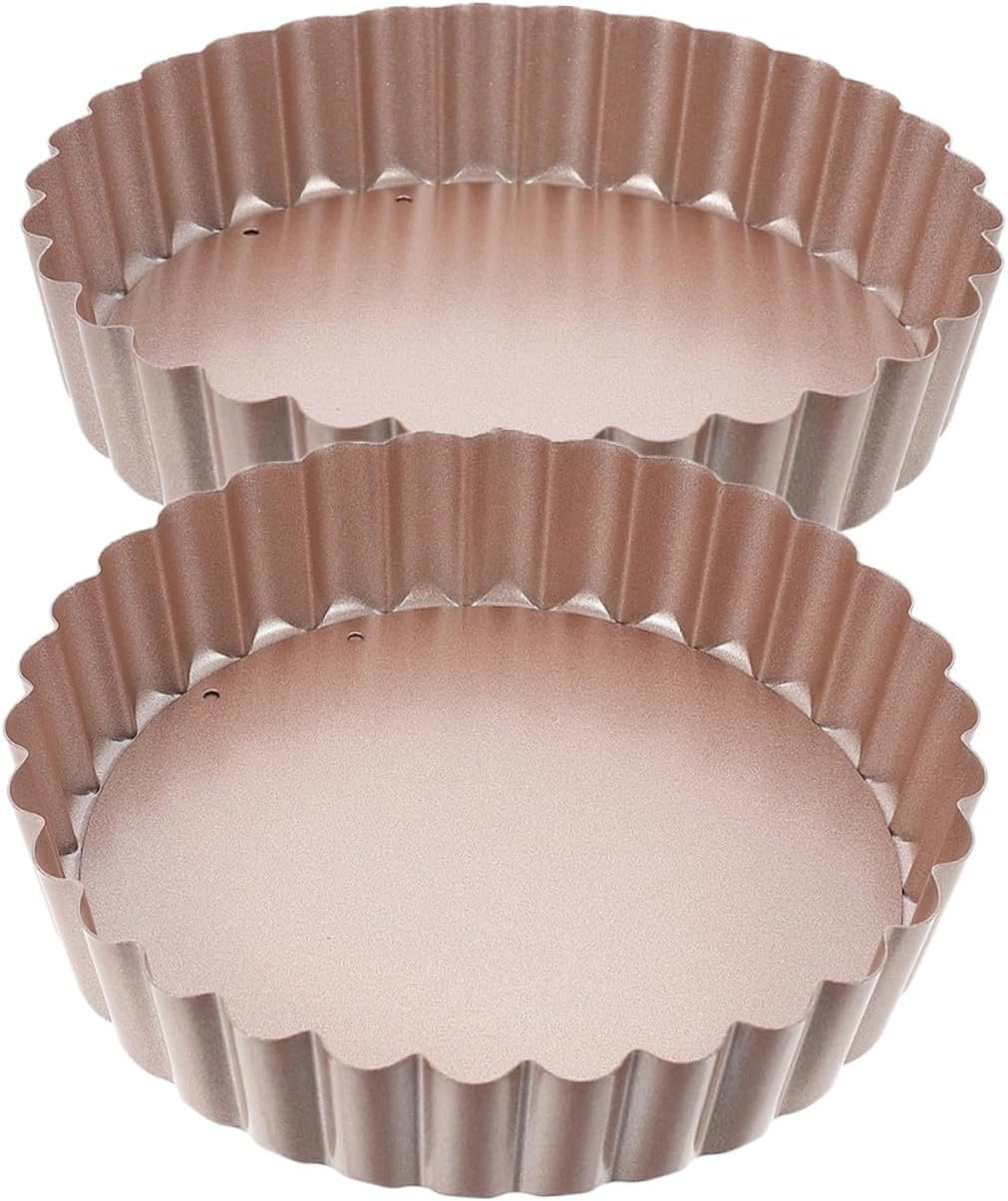 Gatuida 2Pcs Non-Stick Mini Tart Pans Removable Bottom, 5.5 Inch round Carbon Steel Baking Pans for Pies Quiches and Mini Desserts, Heavy Duty Bakeware Set for Home Baking image number 6