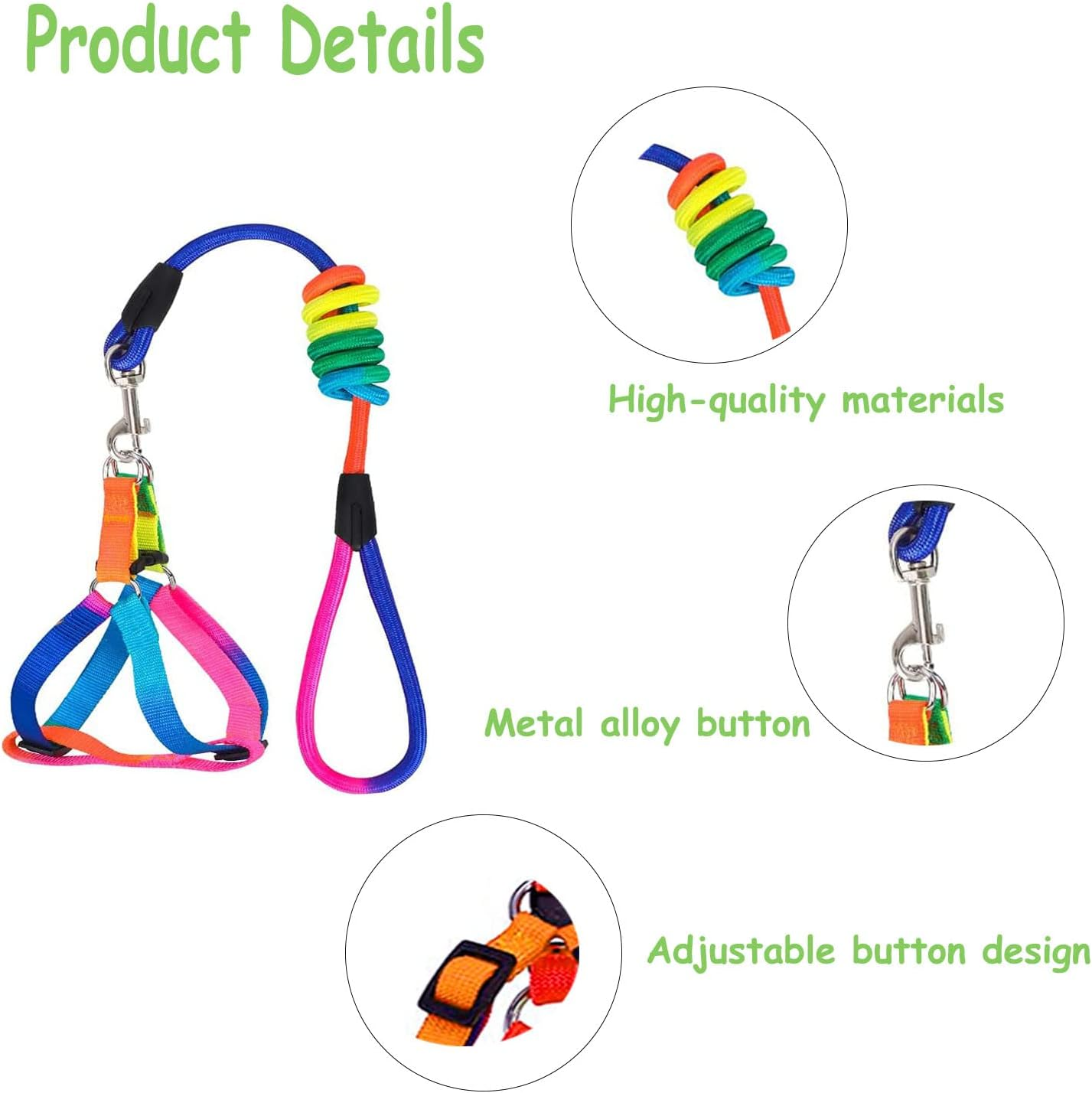 Woyous 2 Pieces Adjustable Pig Harness with Leash Set Pet Pig Supplies Harness with Leash Set for for Hog Piggy Rabbit Small Animals Walking Jogging (S, Multicolor) image number 5