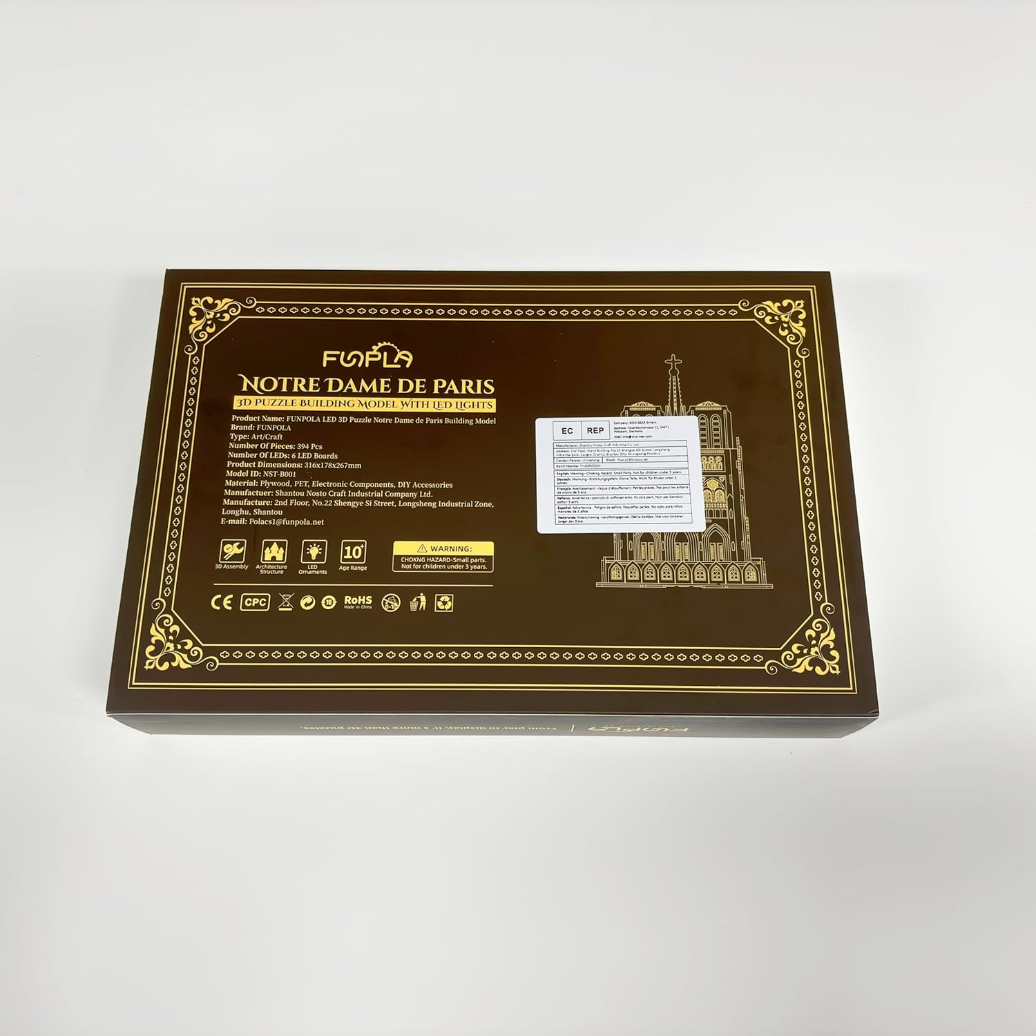 FUNPOLA LED 3D Wood Puzzle - Notre Dame De Paris Architecture Model-Night Edition with LED Lighting- DIY Building Model Craft Kit, Architecture Building Set image number 4