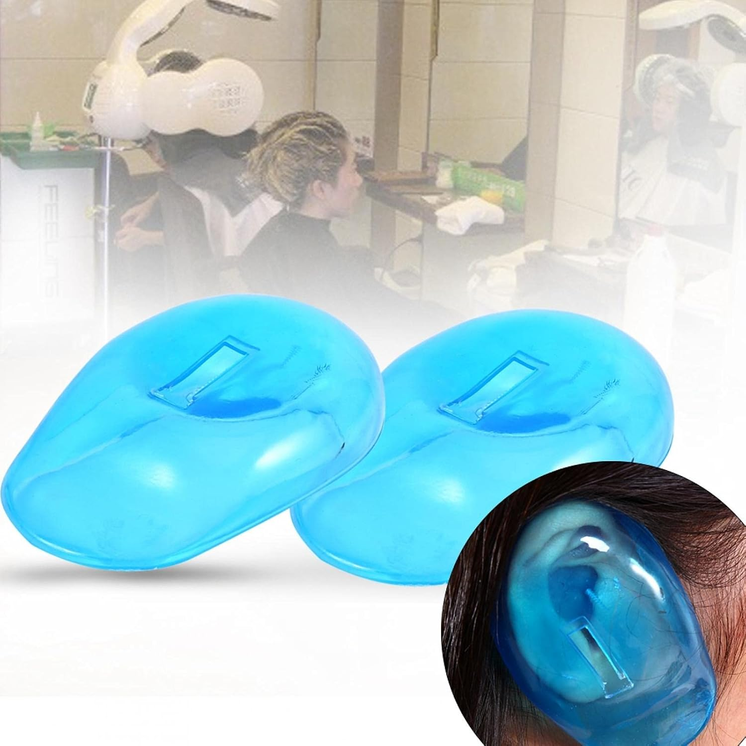 Ear Protection Tools, Hair Color Earmuffs,2Pcs Blue Ear Cover Shield anti Staining Plastic Guard Protects Earmuffs from the Dye Great for Home Personal Use or Business Hairdressing Salon Use image number 3