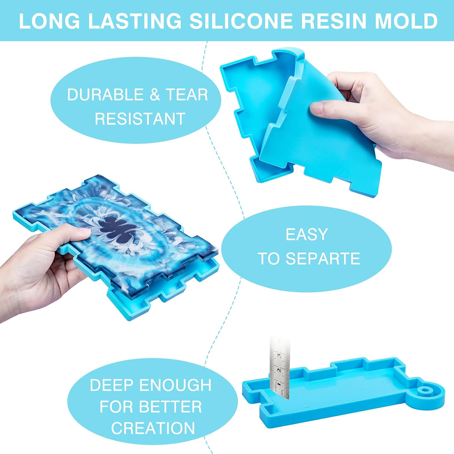 Resin Rectangle Box Mold, Epoxy Resin Silicone Large Storage Container with Lid Set Mould for Casting, Perfect for Dominoes Coffee Pod Jewelry Napkin Candy Cosmetics Trinket Crafts DIY Organizer image number 2