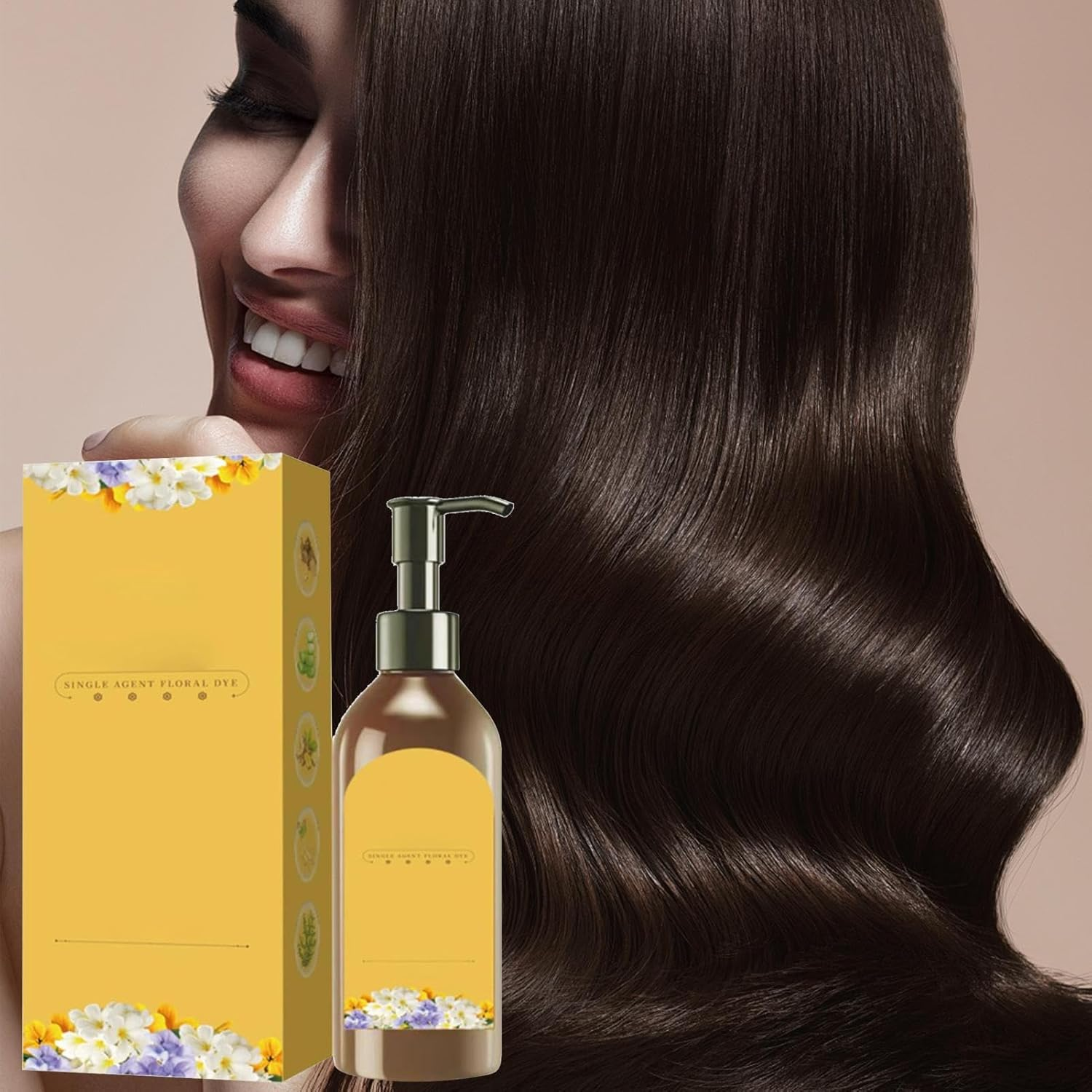 Natural Hair Colour - Single Dose Plant Dye Shampoo, Floral Scented Formula | Hair Colour for Seniors, Women and Grandmothers, Long-Lasting Nourishing Colour for Grey Hair and Healthy Head - Black Brown Colour image number 7