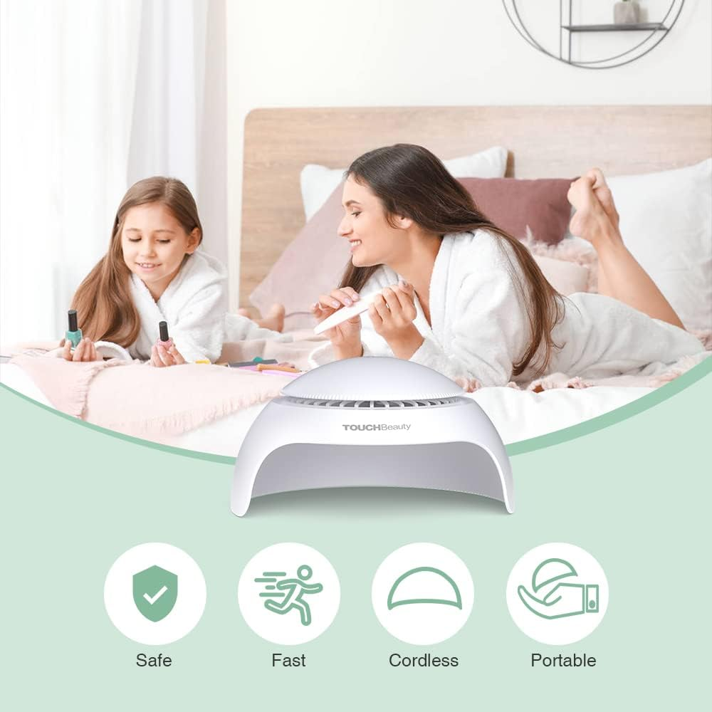 Touchbeauty Nail Dryer for Kids Teens Beginners: LED Fan & Light, Safe, Battery Powered, Non-Hands Tanned Version image number 6