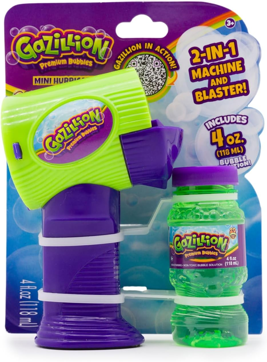 Gazillion Mini Hurricane Bubble Blower &ndash; Handheld 2-In-1 Bubble Machine with Spill-Proof Tray, 4 Oz Non-Toxic Solution, Battery Powered, Kids Ages 3 + image number 1