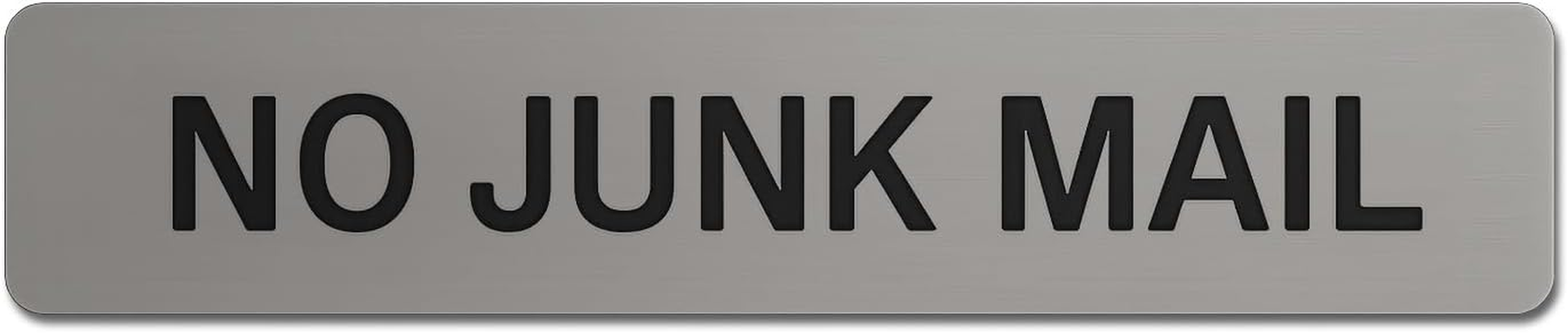 NO JUNK MAIL Sign Brushed Silver Gold Acrylic Plaque, 100 X 20Mm, Weatherproof Engraved Mailbox Sign, Self-Adhesive Backing, Outdoor Letterbox Label No Rusting Easy to Maintenance image number 2