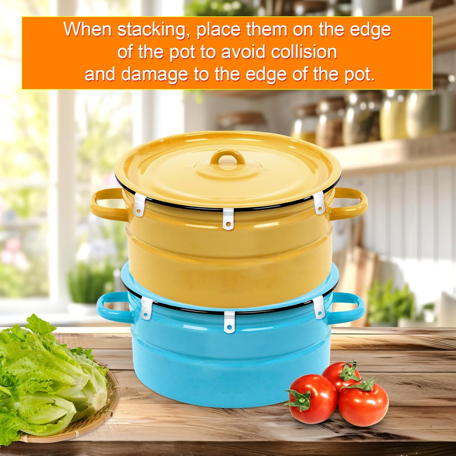 6Pcs Dutch Oven Lid Protector Clips, Cookware Protector Replacement Clips Stacking and Storage Plastic Bumpers Protective Clips for Dutch Oven Pots image number 6