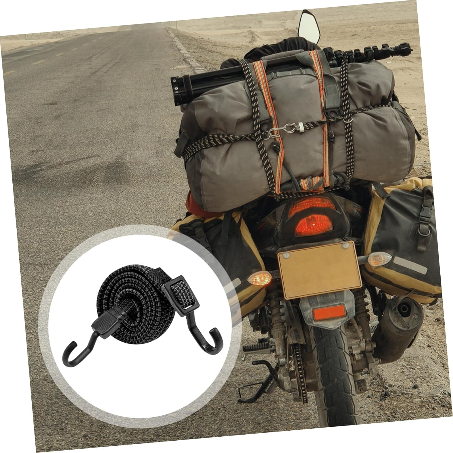 GRIRIW 3Pcs Adjustable Bungee Cord Straps with Hooks, Elastic Rubber Binding Rope 100Cm, Heavy Duty Luggage Tie down for Outdoor Camping, Travel, and Sports