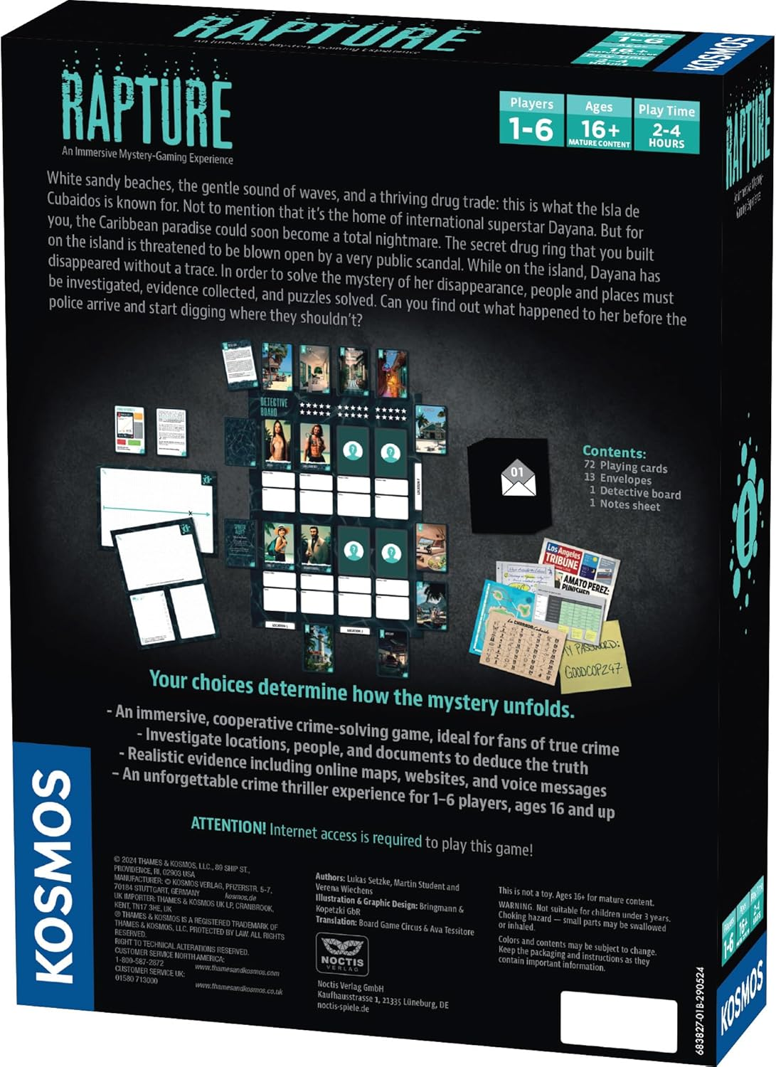 Thames & Kosmos Masters of Crime: Rapture | Murder Mystery Game | Pop Star | Who-Dun-It | Co-Op Game | 1+ Players | Ages 16+ image number 4