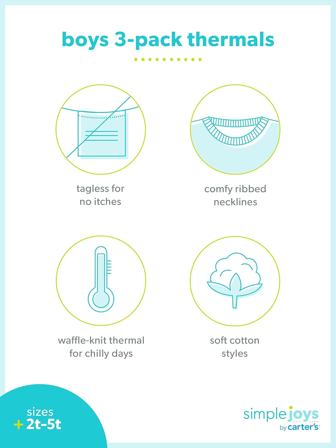 Simple Joys by Carter'S Boys' 3-Pack Thermal Long Sleeve Shirts image number 4