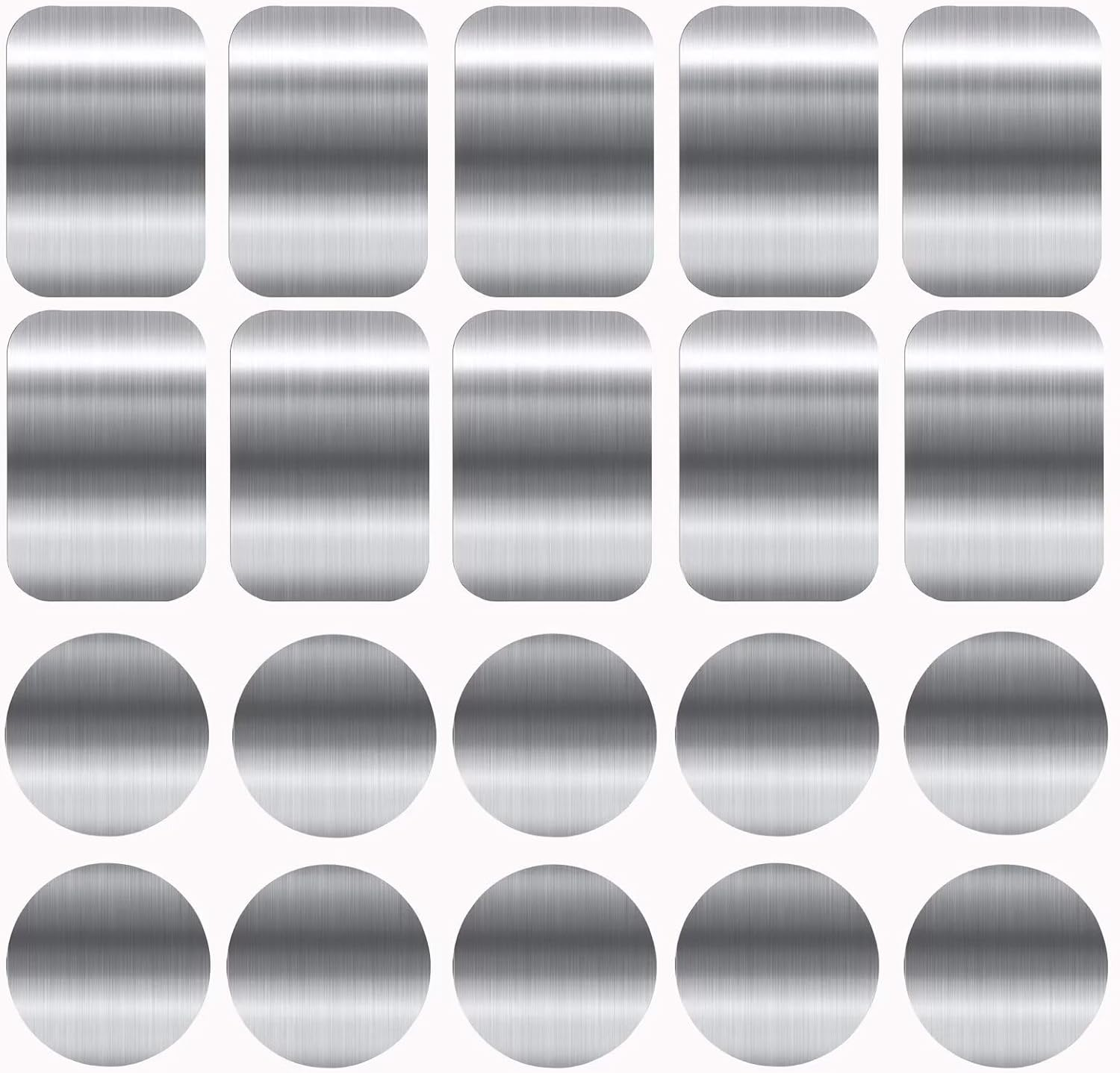 Pau1Hami1Ton Adhesive Thin Metal Plates(Compatible with Magnetic Mounts),4 Piece Metal Plates for Phone Case,(2 Rectangle and 2 Round) S-07N(Black+Silver)