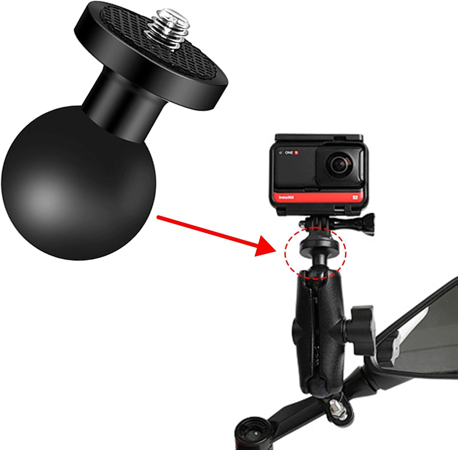 Aiyraa 1 Inch TPU Ball Adapter, with Aluminium Alloy Base and 1/4-20 Threaded Bolts, Compatible with RAM Mounts B Size 1 Inch Ball Double Base Arm, for Action Camera and Camcorder image number 5