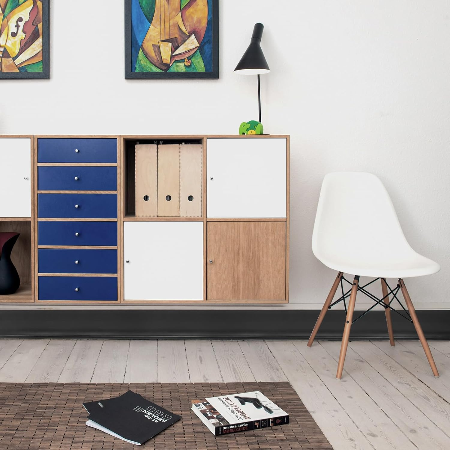 Art3D Flexible Wall Baseboard Molding Trim, Peel and Stick Vinyl Wall Skirting Board - 609 X 10 CM, Black - White image number 2