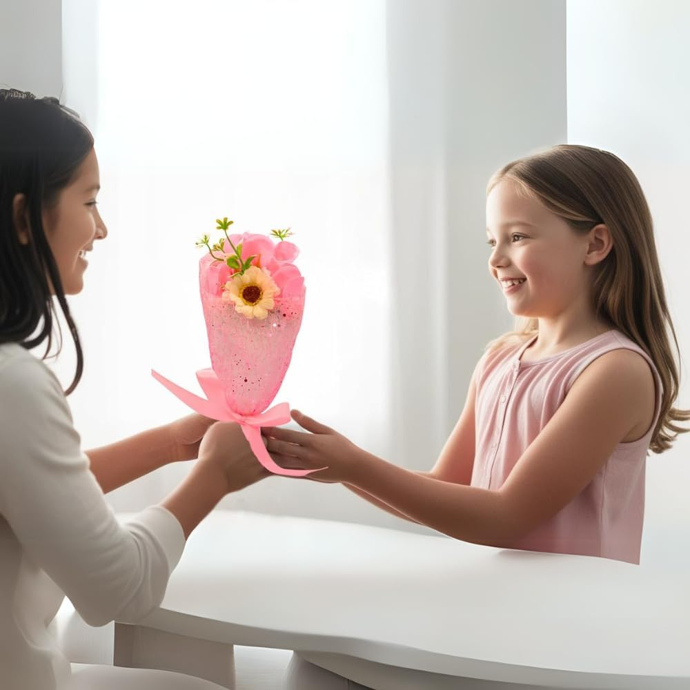 Angel'S Finery Eternal Bouquet Realistic Simulated Soap Flowers Preserved Roses Gift Box Home Decor Valentine'S Day Date Night Birthday Gift Girlfriend Romantic Gift - 3 Pink Roses Daisy image number 1