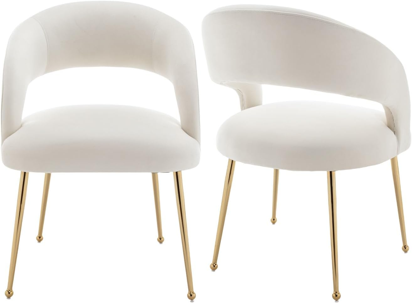 SEYNAR Dining Modern Chairs, Velvet Upholstered Accent Chairs with Gold Legs,Tufted Dining Room Chair Set of 2 for Living Room Reception Room Bedroom Study Room(Green)