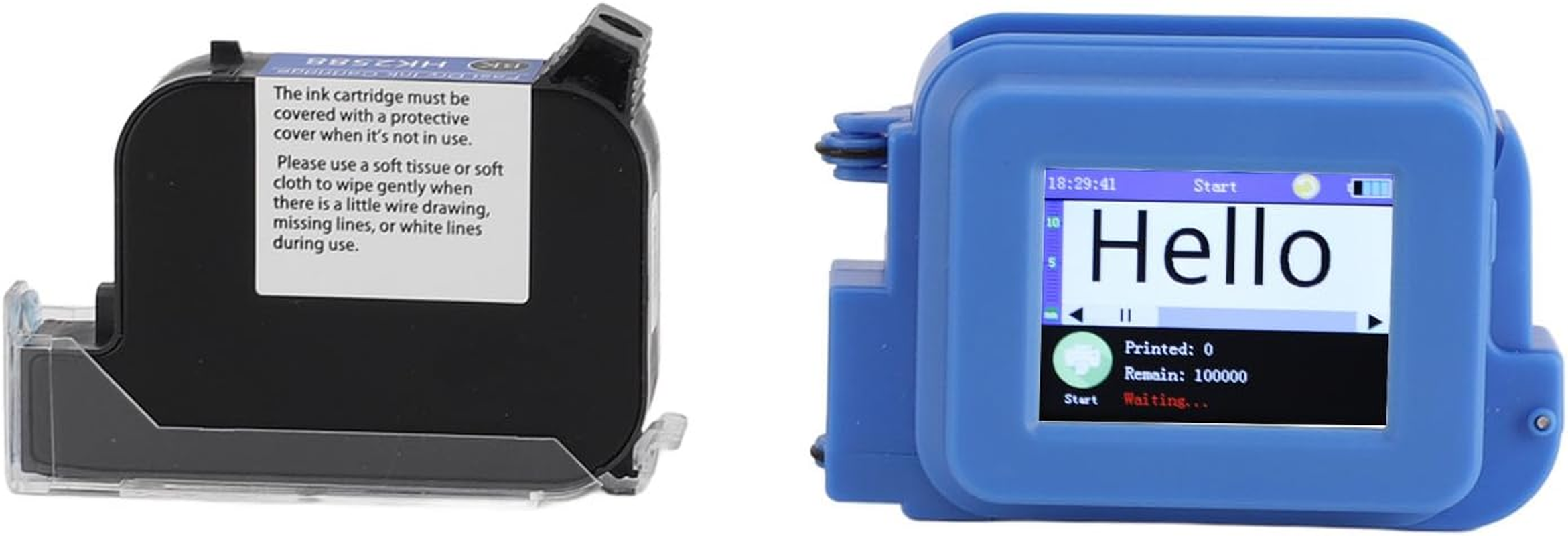 Mini Handheld Inkjet Printer Pocket Marking Device with Editable Touch Screen 0.1‑ 0.5In/1In Adjustable Printing Height Ink Cartridge Replacement Compatible for Business (Blue) image number 2