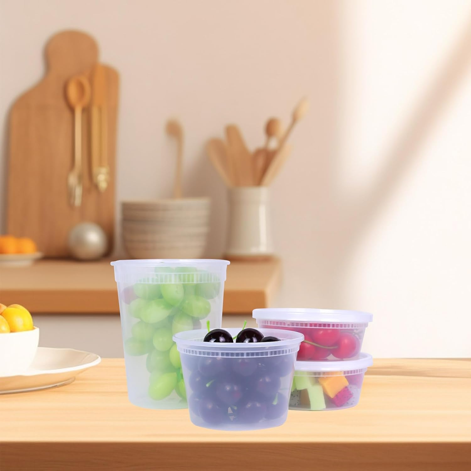 60 Set Deli Containers with Airtight Lids (8Oz, 16Oz, 32Oz), Leakproof, Stackable, Microwave,Dishwasher,Freezer Safe - Good for Meal Prep, Portion Control, and Food Storage,Takeaway Container image number 5