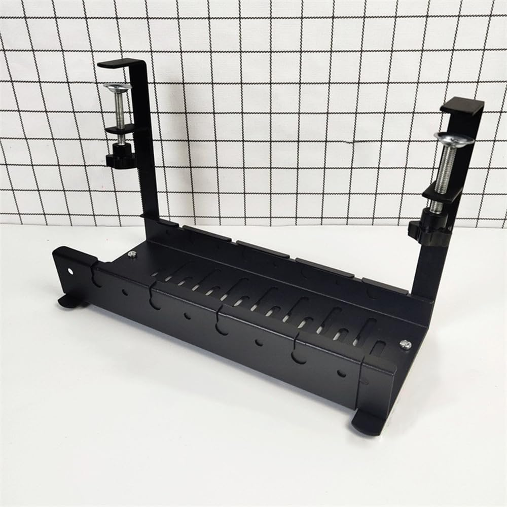 MTSDM Extendable under Desk Cable Management Tray with No Drill Clamp, 12-21.6 Inch Metal Cable Management Tray, Power Strip Cord Holder for Home Office Vertical Desk Wire Management image number 3