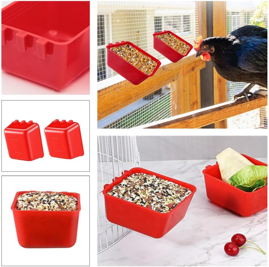 Hanging Cage Bird Cups, Wanfoou 8 Pack Plastic Bird Coop Trough, Chicken Cage Seed Bowl, Hanging Feeding Cups Chicken Coop Supplies, Small Animal Feeder for Gamefowl Parrot Parakeet Poultry image number 3