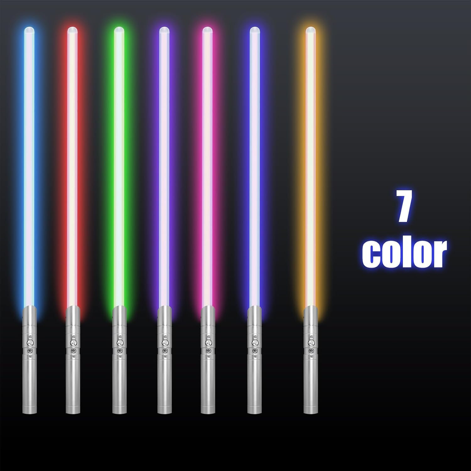 Lightsaber Rechargeable 7 RGB Color Metal Hilt Dueling LED Light Saber for Adults Kids Cosplay Accessories with Sound Mode, Silver - Black 2 Packs image number 6