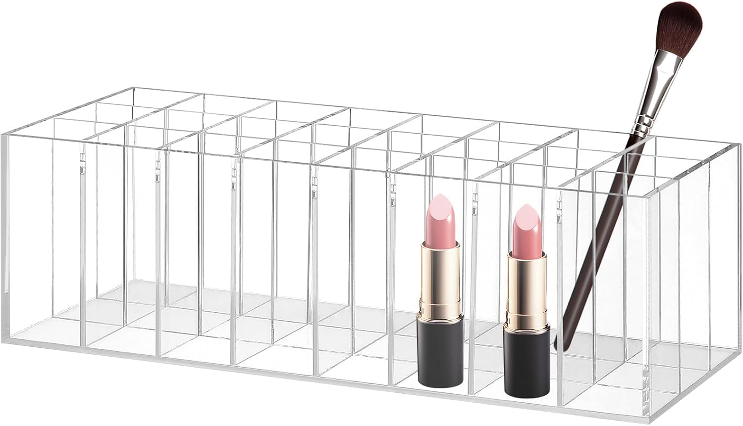 Baluue Lipstick Organizer, Home Lipstick Display Container, 24-Grid Acrylic Lipstick Holder, Clear, Makeup Organizer for Vanity, Bathroom, and More image number 1