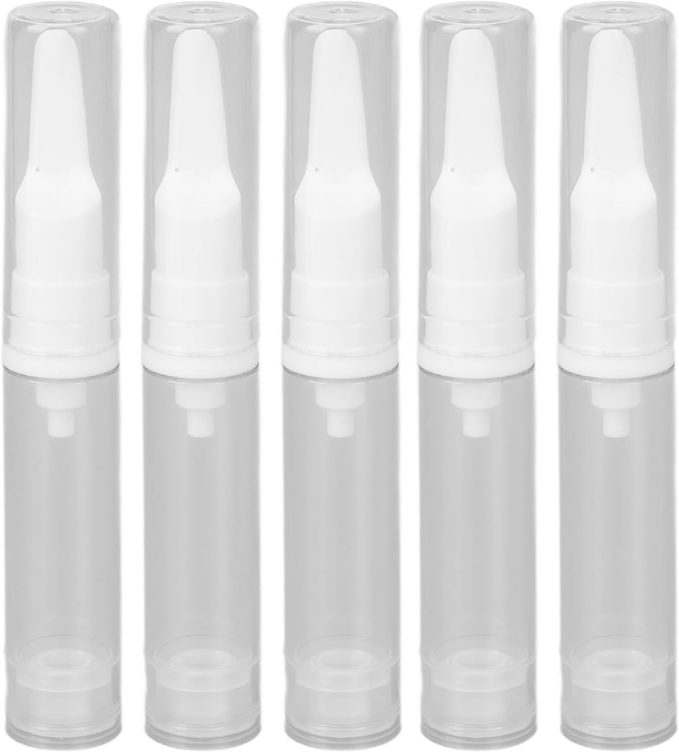 5Pcs Duckbill Nozzle Vacuum Pump Bottle Clear Refillable Travel Dispenser Container for Eye Cream Lotion 10Ml image number 3