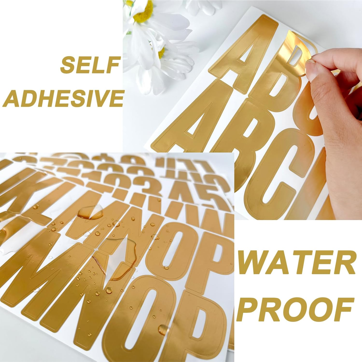 500Pcs Large Letter Stickers Gold Big Font Alphabet Numbers 2.5 Inch Self-Adhesive Decal Sticker for Bulletin Board Poster Scrapbook Mailbox Cars Classroom Decor - Gold image number 2