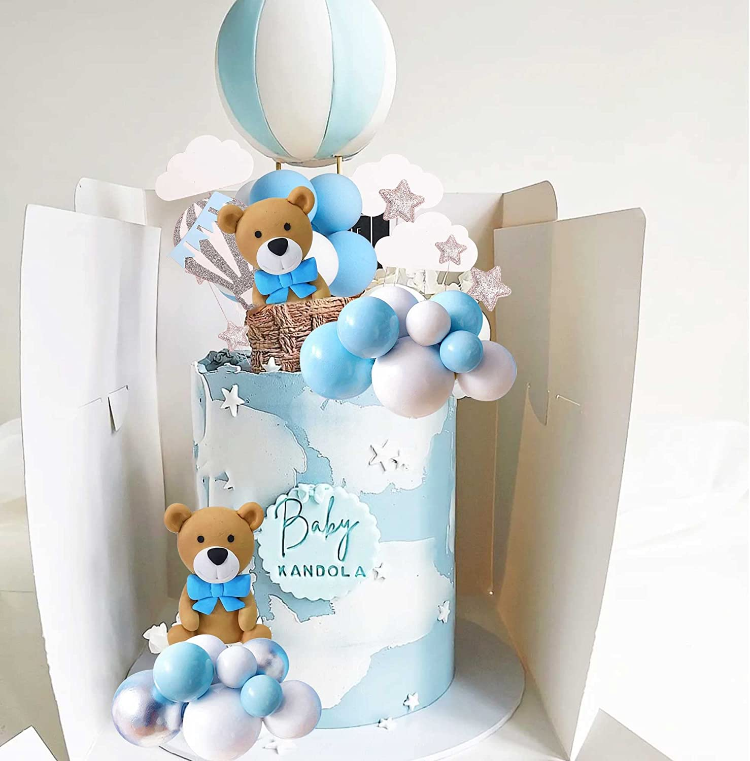 Jevenis Teddy Bear Cake Decoration for Baby Shower and Birthday Party Supplies image number 1