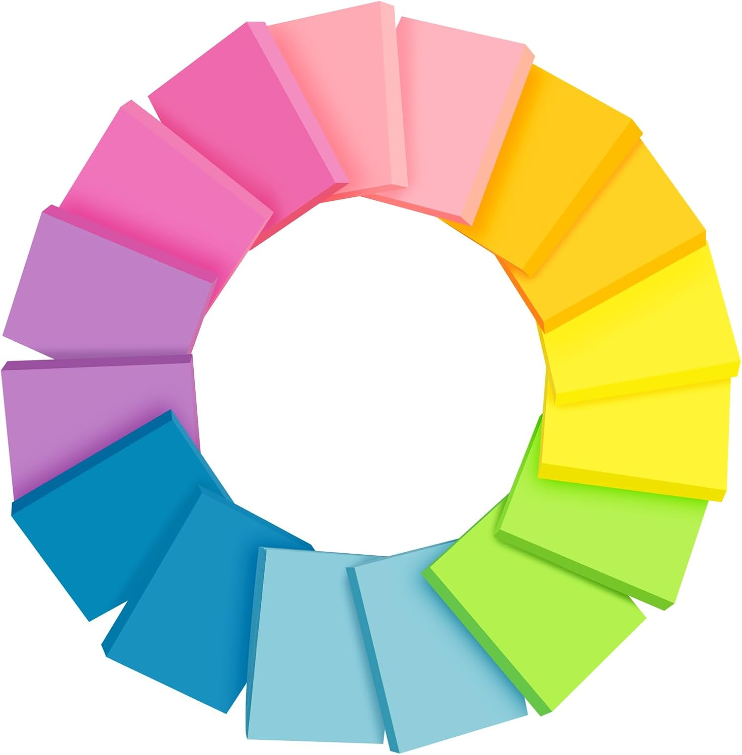 Sticky Notes 1.5X2 Inch 8 Bright Colors Mini Self-Stick Pads Bulk 16 Pads/Pack 75 Sheets/Pad Total 1200 Sheets, Easy to Post for Home,School,Office, Notebook image number 1
