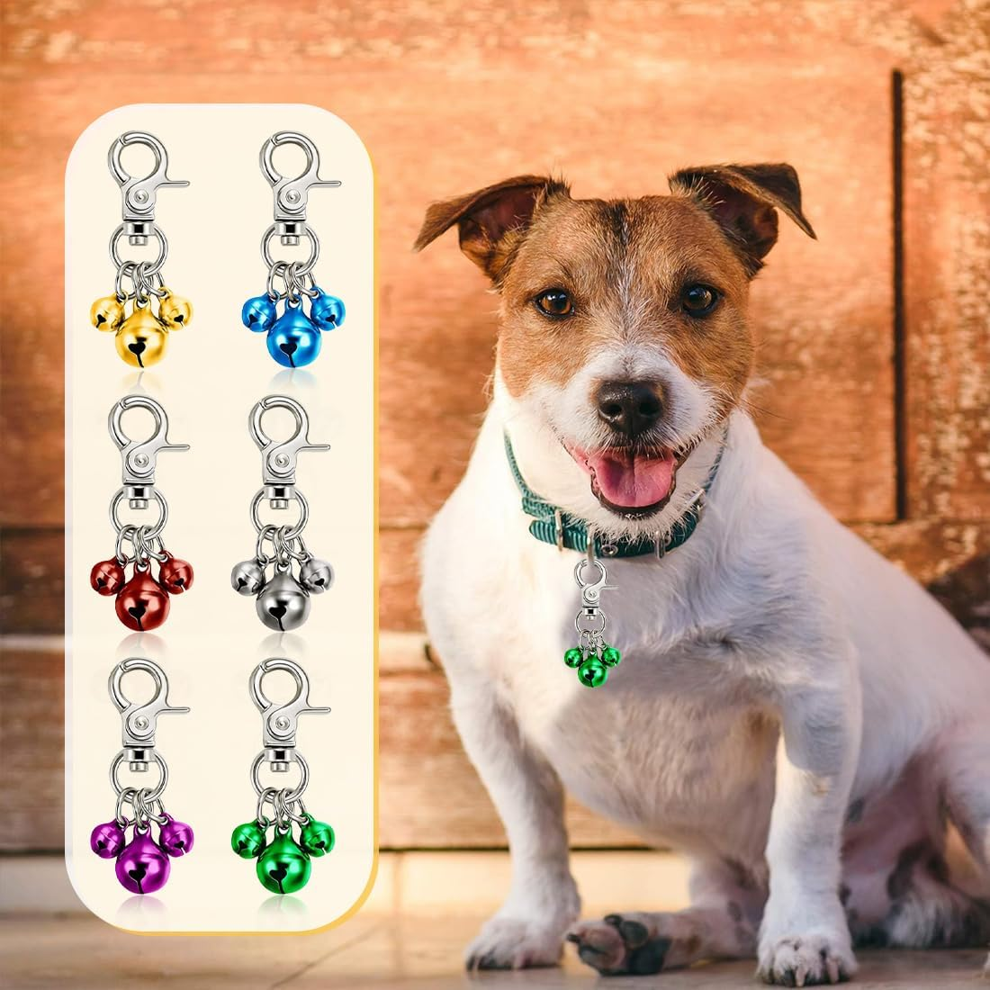 WJRQD Pet Bell Set for Collars/Keyrings - Loud, Colourful & Stylish! Triple Your Dog'S Charm with These 6 Bells in Green, Red, Blue, Purple, Silver & Gold., Metal image number 5