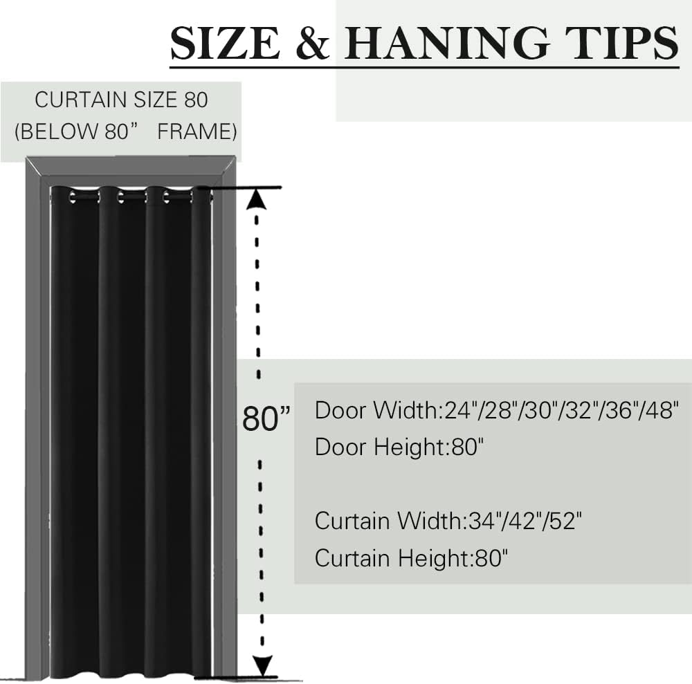 SHINELAND White Ash Doorway Curtain for Interior Door, Fits Opening 24-36 Inch, 80 Inches Long, Alternative to Accordion/Barn/Bifold/Folding/Closet Door image number 5