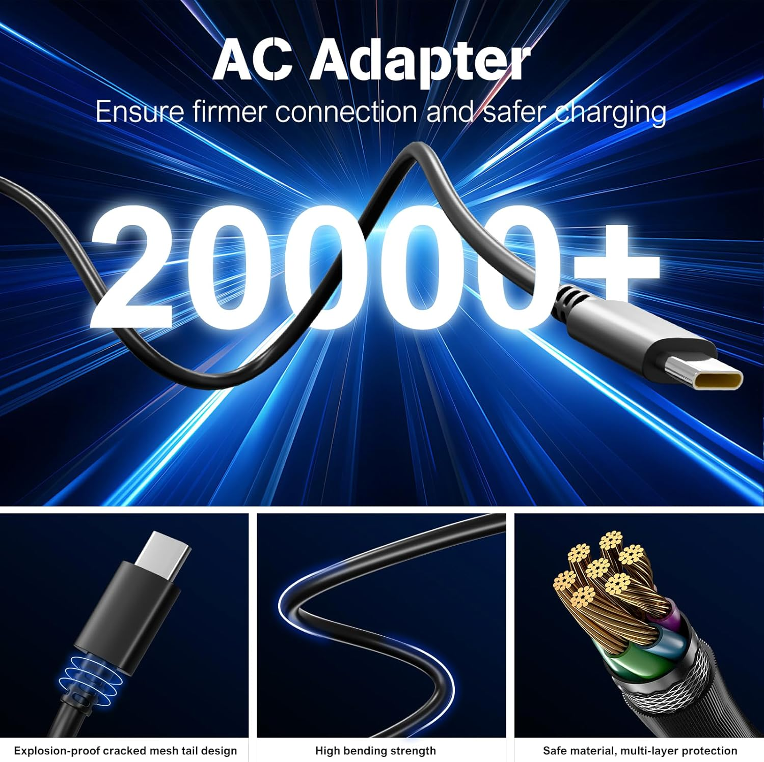 65W Charger USB C, USB C Laptop Charger for Lenovo Thinkpad, Yoga, Chromebook, Steam Deck, Huawei Matebook, Macbook Air/Pro, HP, Dell, Acer, Asus and Samsung image number 5