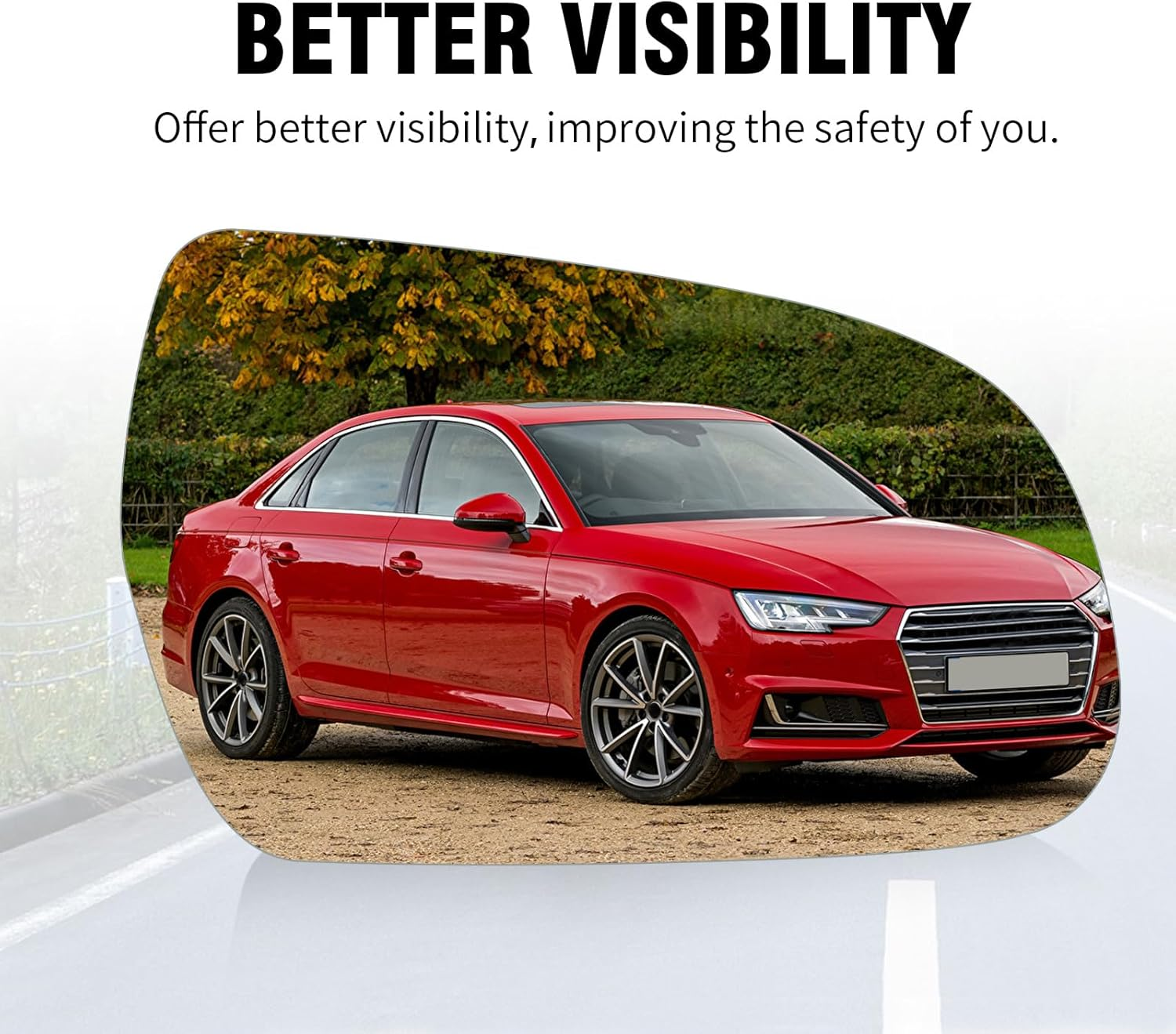 Front Right Driver Side Heated Wing Mirror Glass with Backing Plate, Rearview Wing Door Mirror Glass Heated Replacement for Audi A4 2010 2011 2012 2013 2014 2015 RHD image number 4