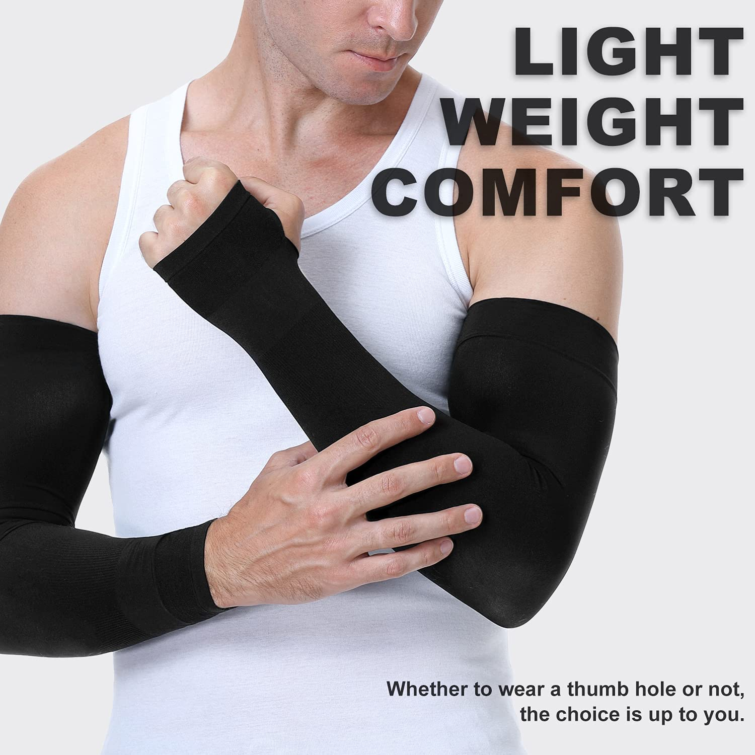 Arm Sleeves with Thumb Hole for Women Men Youth, UV Sun Protection Compression Cooling Sleeves to Cover Arm Tattoo image number 6