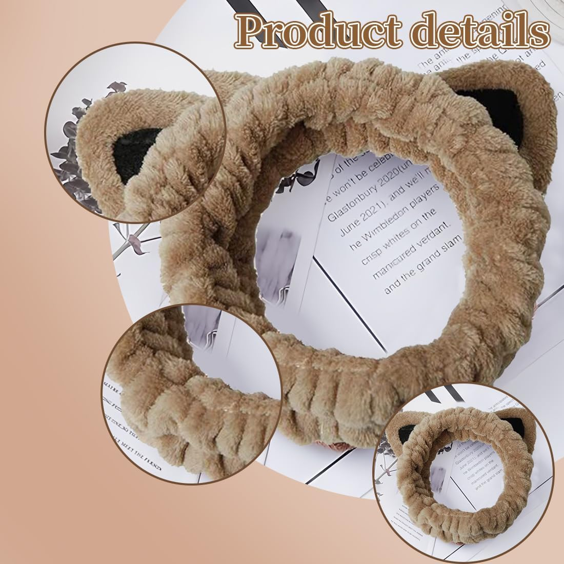 Women'S Make-Up Headband, Cat Ears, Face Wash Headband, Makeup Headband, Skin Care Headband, Fleece Spa Facial Headband for Women Girls Sport Yoga
