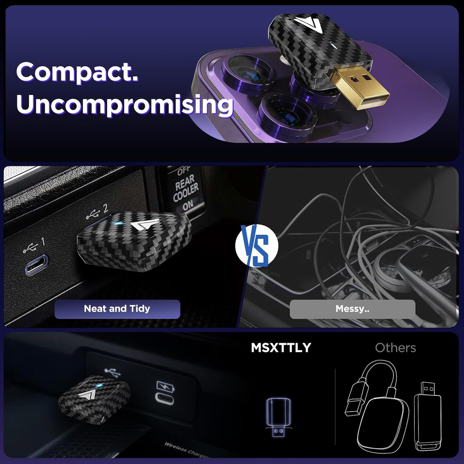 MSXTTLY Mini Android Auto Wireless Adapter Support Youtube, for Car USB Small Dongle Plug & Play, for Car Models 2017 above with Wired Androidauto, Only for Android Phones Version 11 Above, Deep Black image number 4